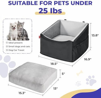BurgeonNest Small Dog Car Seat for Dogs Up to 25 lbs (Black Grey) - Image 3