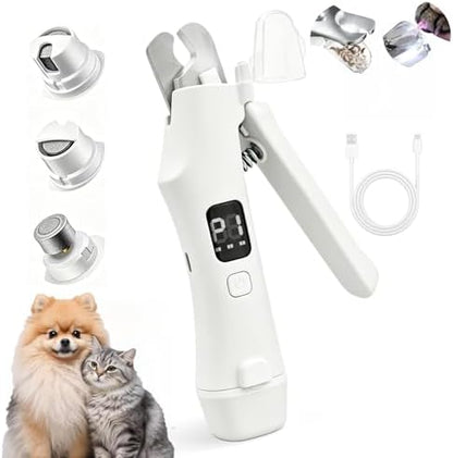 2-in-1 Dog Nail Clippers and Grinder with LCD Battery Display - Professional Cat Claw Trimmer with Built-in Safety Light & Guard, Ultra Quiet Rechargeable Pet Claw Grooming Tool for Large & Small Pets by OttaFull