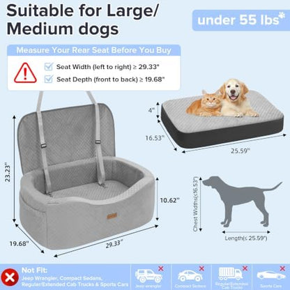 BLVRYVIO Large Dog Car Seat for Medium Sized Dogs Under 55lbs or 2 Smalls - Image 2