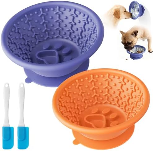 Dog Lick Bowl, Non-Slip Slow Feeder Licking Mat & Treat Dispenser (Wide Bowl Mouth w/Inlaid Stainless Steel Ring) - Interactive Toys, Anxiety Reducer, Freeze Bone for Dogs, BPA Free Silicone by Unknown