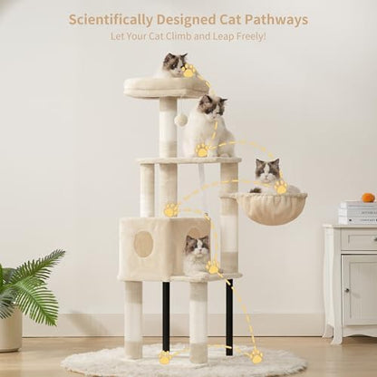 Heybly Cat Tree with Toy, 49.2 inch Cat Tower for Indoor Cats HCT200SM - Image 2