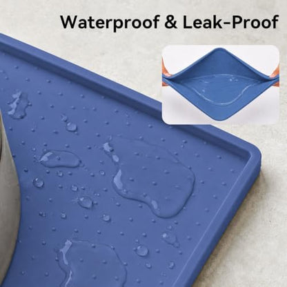 Extra Large Dog Food Mat, Food-Grade Silicone Mat, 24x16, Blue - Image 4