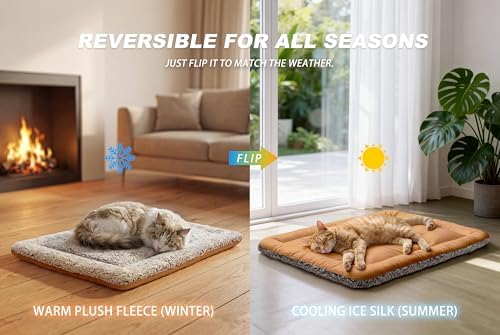 Self Warming Cat Bed, Reversible Cooling Mat for Cats, Dark Brown, 18x24 In - Image 2