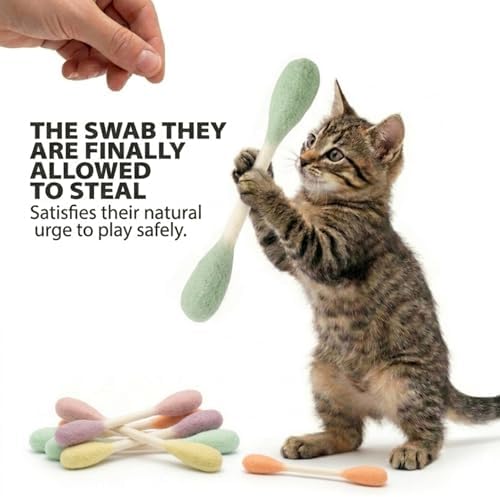 Glaciart One Swabs Cat Toys with Catnip - 6 Pk | Durable for Chew, Cute Cat Toys Interactive Kitty for Boredom, Exercise, & Play | Filled w/Organic Catnip for Anxiety & as Digestive Aid | Gift Idea - Image 2
