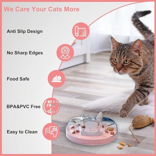 Interactive Cat Treat Puzzle Enrichment Toys, Light Pink - Image 6