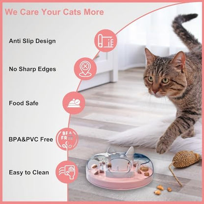 Interactive Cat Treat Puzzle Enrichment Toys, Light Pink - Image 6