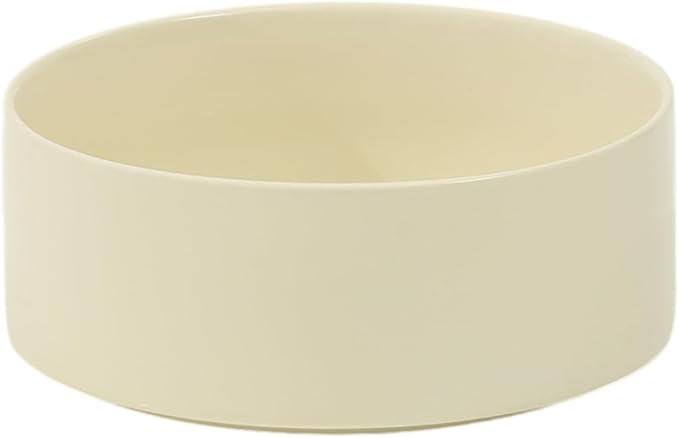 Ceramic 7.3inch Dog Bowl, Food and Water Bowl for Medium Breed Dog, Pet Feeder for Replacement (Single Bowl, Light Yellow)