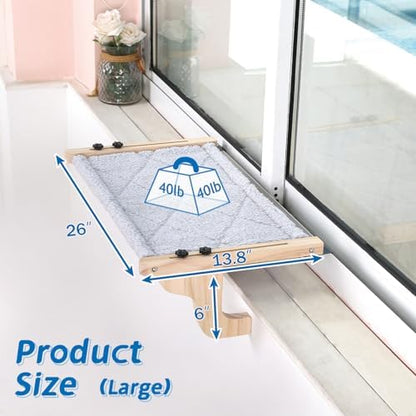 Zakkart 2-PC Easy Seat Cat Perch for Windowsill (Natural Wood/Gray, L) - Image 5