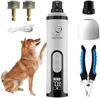 ahansi Dog Nail Grinder, 2026 Upgrade Quiet Dog Nail Grinder Cordless with LED Light & 3 Speeds, Quick USB Rechargeable Dog Nail Trimmer for Thick and Long Nails (1pc+2 Heads) by ahansi