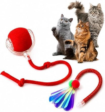 Durable Interactive Cat Toys for Indoor Cats, Smart Automatic Cat Chase Ball Toy, Upgraded Speedy Tail Kitten Toy for Bored Indoor Adult Pets (red, 01) by Unknown