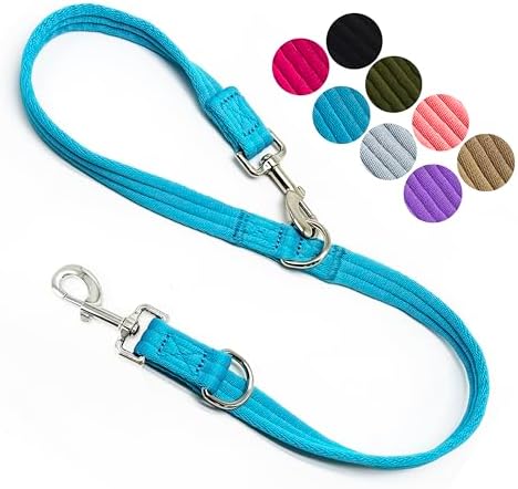 Double Ended Dog Leash,for Obedience Training Easy to Use,Lightweight,Soft for Large and Medium Dogs (Blue, 1M*2.5CM) by MoTaity