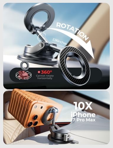 LISEN for MagSafe Car Mount [3800gf Strong Magnet&90+LBS Suction] 360 Adjustable Vacuum Magnetic Phone Holders for Your Car, for iPhone 18 Pro Max 17 16 15 14 13 12 Plus Air for Shower All Smartphone - Image 4