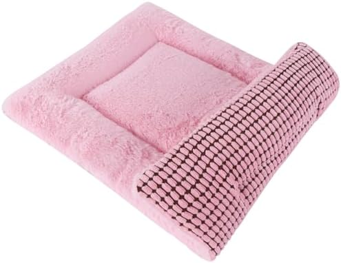 Reversible Dog Bed Mat with Plush and Corn Velvet,Soft Warm Pet Cushion, Dual Purpose Washable Sleeping Mattress Bed for Small Medium Large Dog and Cat XB004 (36"x23", Pink) by Vetasac