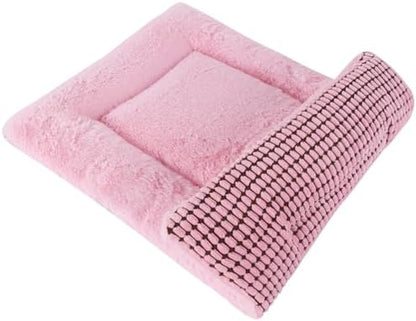 Reversible Dog Bed Mat with Plush and Corn Velvet,Soft Warm Pet Cushion, Dual Purpose Washable Sleeping Mattress Bed for Small Medium Large Dog and Cat XB004 (36"x23", Pink) by Vetasac