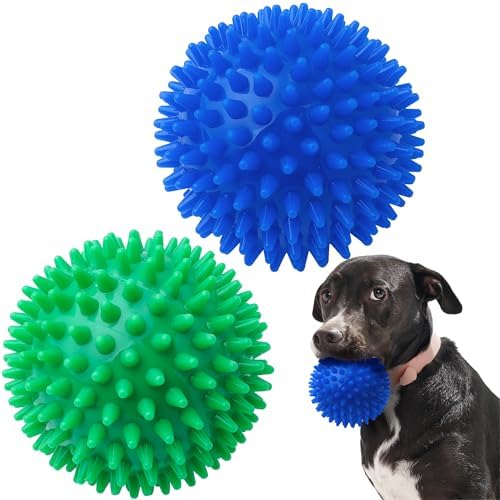 SHARLOVY 4.5'' Squeaky Dog Toy Balls for Large Breeds,Durable Spiky Ball by SHARLOVY