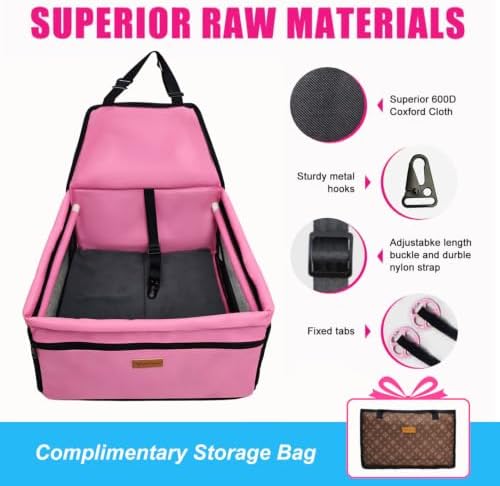 Pet Dog Booster Seat, Upgrading the Framed wall to Prevent Collapse，Breathable and Foldable Pet Car Basket，Removable andWashable pet car seat - Image 3