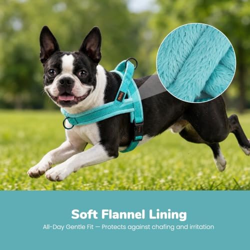 Didog Soft Flannel Padded Dog Vest Harness,Escape Proof/Quick Fit Reflective Dog Strap Harness, Easy for Training Walking(XS:Chest 15-18", Teal) - Image 2