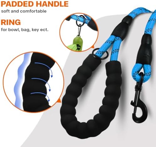 Taglory Rope Dog Leash for Small Medium Dogs, 4 FT Padded Handle, Blue - Image 4