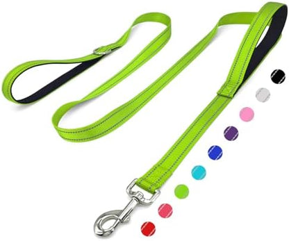 6 FT Green Nylon Reflective Dog Leash for Large Dogs with 2 Padded Handle by Unknown