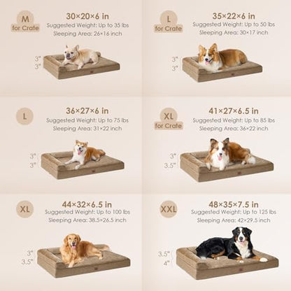 EHEYCIGA XL Dog Bed Memory Foam for Crate, Extra Large Dog Bed Orthopedic with Washable Removable Cover, Waterproof Pet Sofa Couch XLarge Size Dogs, 41x27x6.5, Camel - Image 2