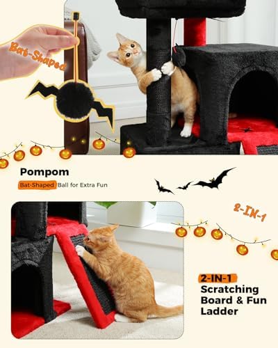 PAWZ Road 30" Cat Tree, Gothic Cat Tower with 2 Condos for Indoor Cats - Image 4