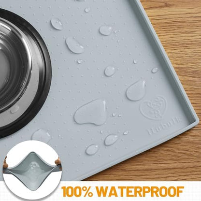 Hubulk Dog Feeding Mat,100% Waterproof Food Grade Silicone Pet Food and Water Bowl Placemat,Dishwasher, High Raised Edge to Prevent Spills,Nonslip Tray to Stop Messes on Floor（28"x18"x0.8", Mist） - Image 4