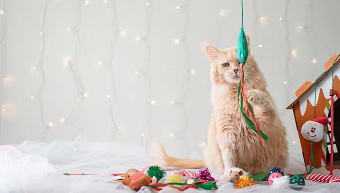 Midlee Christmas Cat Wand with Ribbon - 3 Pack