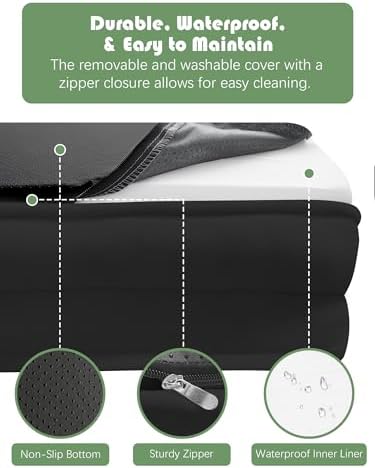 Spotted Play Orthopedic Dog Bed with Sides - Sofa Beds for Medium Dogs, Supportive Foam Pet Couch Bed with Washable Removable Cover, Waterproof Lining and Non-Slip Bottom, Black - M - Image 6