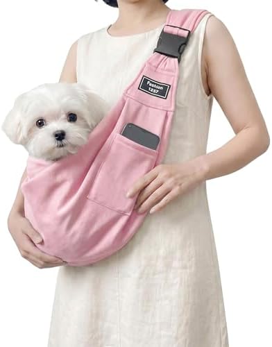 Adjustable Pet Sling Carrier, Anti-Escape Bag for Small Dogs & Cats, Pink by PawSailor