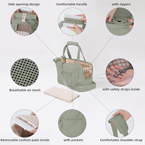 Pet Dog Casual Crossbody Bag, Hands-Free One Shoulder Soft Edged Pet Bag, Fully Open Sunroof Cover with Mesh Window and Large Front Pocket, Pet Carrier Purse for Small Dog Cat（Can Hold 10 Pounds） - Image 2