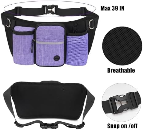 Hands Free Dog Leash, Adjustable Waist Belt, Reflective Stitching Leash with Double Padded Handles for Running, Hiking - Image 5