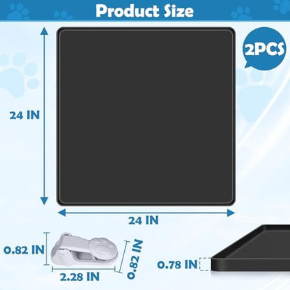 Dog Pee Pad Holder, 2 Pack Dog Potty Tray Silicone Puppy Pad Holder Tray Fits for 24" x 24" Training Pads, Puppy Potty Tray With 8 Clamps No Spill Raised Lip High Edge for Floor Protection (Black) - Image 2