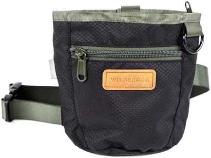 Wilderdog Dog Training Treat Pouch with Magnetic and Zipper Closure, Carabiner Attached, Adjustable Waist Strap - Black by WILDERDOG