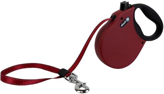 Alcott Adventure Retractable Reflective Belt Leash, 16' Long, Large for Dogs Up to 110 lbs, Red with Black Soft Grip Handle,RLSH AA LG RD