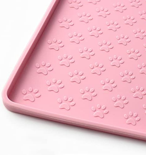Ptlom Pet Placemat for Dog and Cat, Mat for Prevent Food and Water Overflow, Suitable for Small, Medium and Big Pet 18" 12", Pink by PTLOM