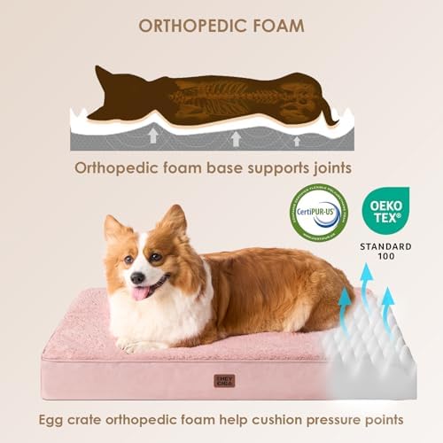 EHEYCIGA Orthopedic Dog Bed Large with Removable Washable Cover, 44IN Pink - Image 2