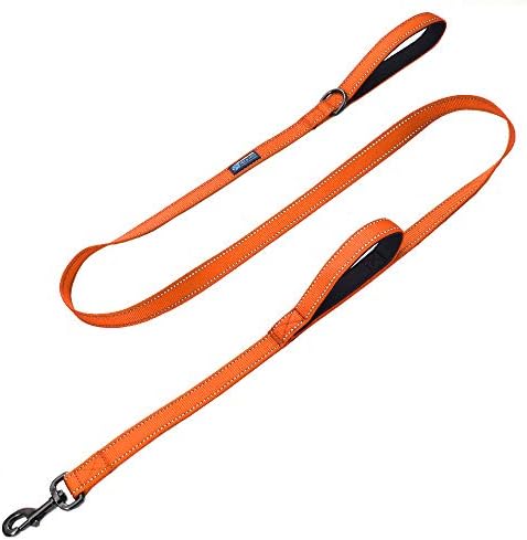 Max and Neo Double Handle Traffic Dog Leash - Reflective, Supports Dog Rescue (Orange, 4 FT) by MaxandNeo