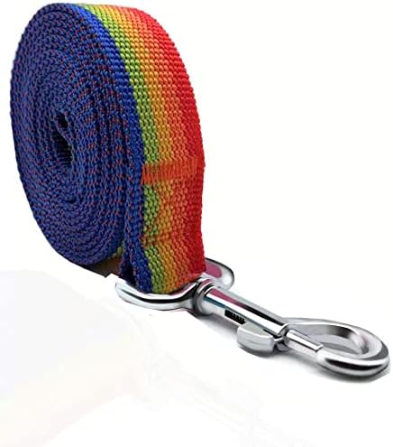 TAIAN 4FT/5FT/6FT Strong Dog Leash, Nylon Dog Leashes for Small Medium Large Dogs (Rainbow, 1 in x 15 ft) by TAIAN