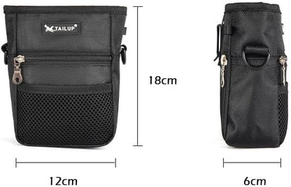 Dog Treat Pouch Pet Trainning Waist Bag Portable Food Snack Small Item Storage Holder Bag Hook Design Pet Training Reward Pouch Bait Sack Mini Puppy Snack Carrier Container Pockets (BLACK (STYLE A))