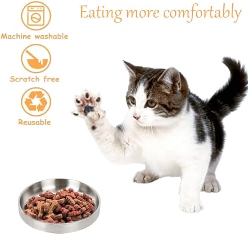 Whisker Fatigue Cat Bowl, Shallow Food Dish Stainless Steel for Cats, 2 Pcs - Image 2