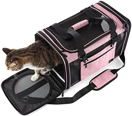 Soft-Sided Pet Carrier for Cats Small Dogs of 15 Lbs Medium Pink - Image 3