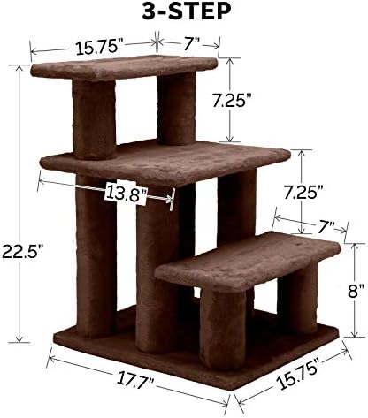 Furhaven Steady Paws Multi-Step Pet Stairs for High Beds & Sofas - Brown, 3-Step - Image 2