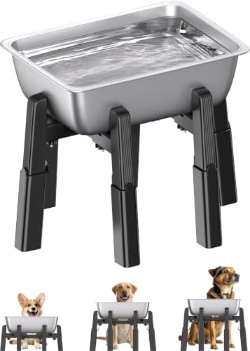 CZPET Dog Water Dispenser Stand, Large 1.32 Gallon Stainless Steel Bowl by CZPET