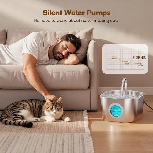 74oz Stainless Steel Cat Water Fountain with 8 Filters + 5 Sponges - Image 5