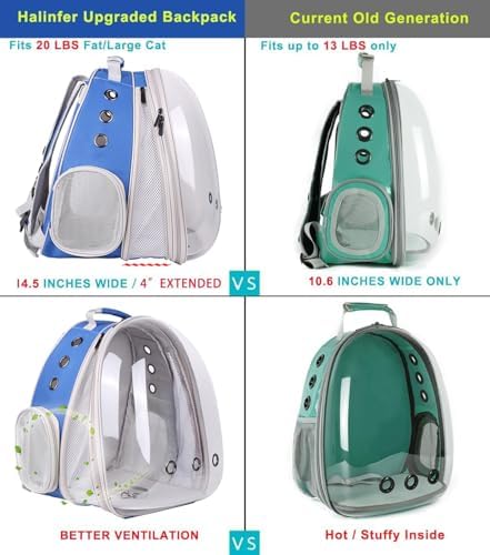 Front Expandable Cat Backpack Carrier, Fit up to 20 lbs, Space Capsule Astronaut Bubble Window Pet Backpack to Carry and Transport Large Cat and Small Puppy Blue - Image 4