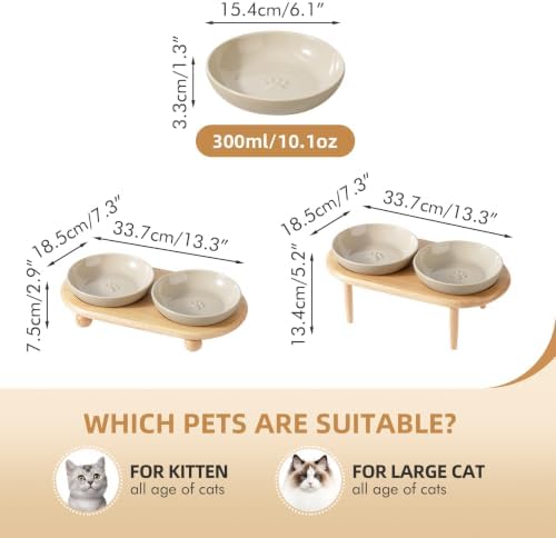 Havniva Elevated Cat Bowls, Raised Cat Bowl Ceramic Cat Dishes with Stand - Image 2