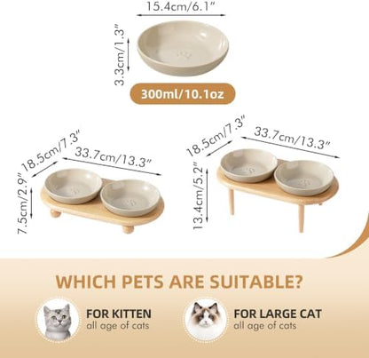 Havniva Elevated Cat Bowls, Raised Cat Bowl Ceramic Cat Dishes with Stand - Image 2