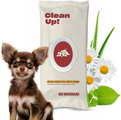 OH NORMAN! Clean Up Paw Wipes for Dogs, Plant-Based, Unscented, 48 Ct by OhNorman
