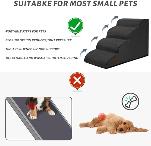 Aodisman Dog Steps for Bed or Couch,4-Step Pet Stairs Ramp for Small Dogs - Image 6