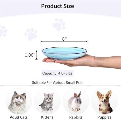 Selamica 6 Inch Ceramic Cat Bowls, Set of 4, Gradient Blue - Image 3